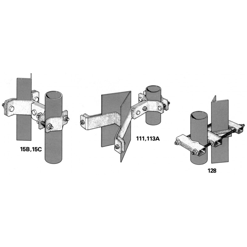 Clamp: pipe _3.5-6.63\" diameter) to angle _4-8\"), 60 degrees