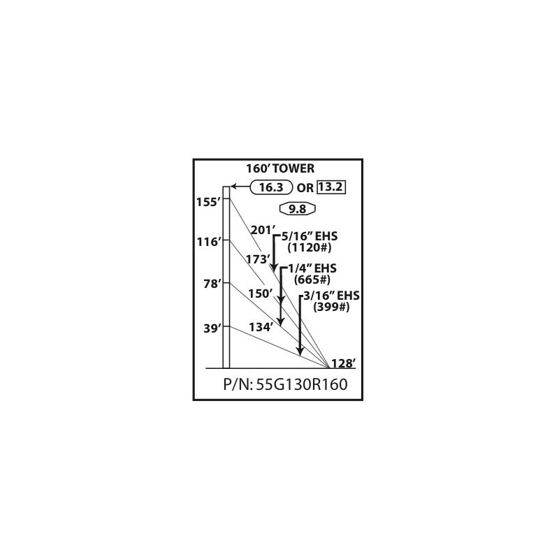 160\' ROHN 55G   Guyed Towers