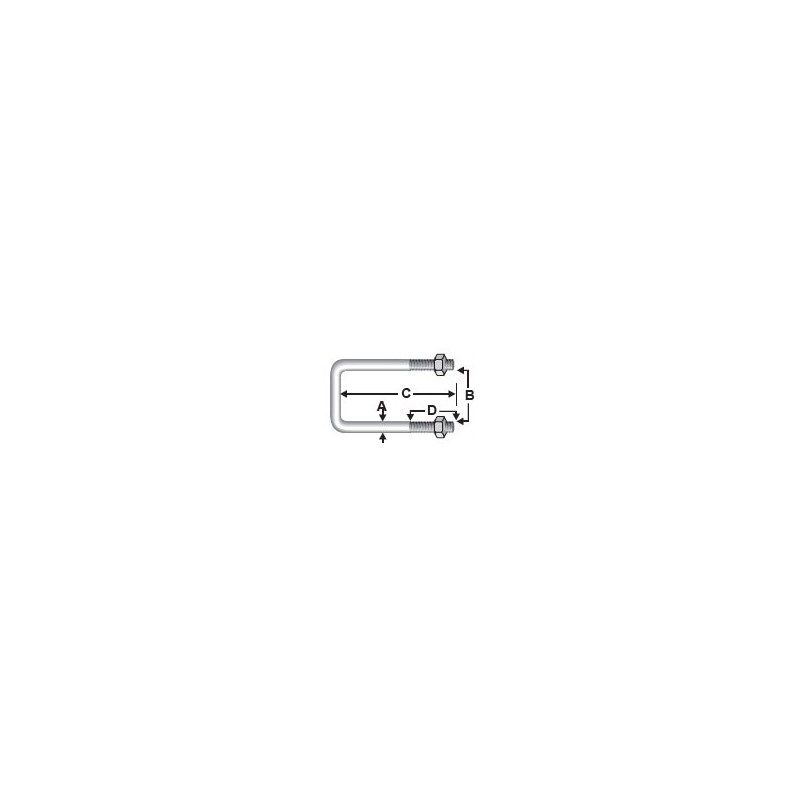 U-BOLTS, SQUARE BEND, GALVANIZED - Weight 277/100