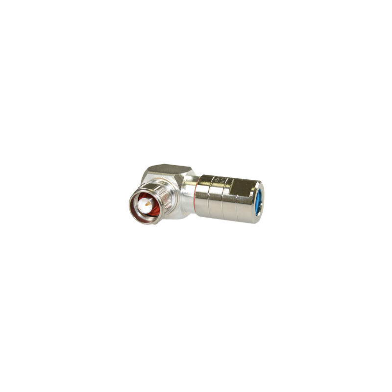 N Male Connector for 1/2\" Coaxial Cable, Right Angle Threaded Gasket sealing, Silver/Silver
