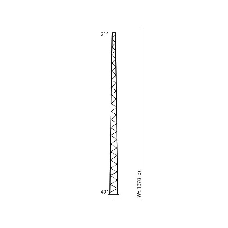 ROHN RSL SELF SUPPORTING TOWER, 80 FEET TALL, 21\" TOP WIDTH, 49\" BOTTOM WIDTH