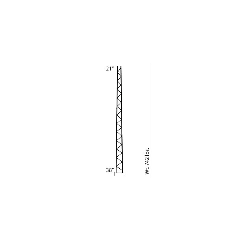 ROHN RSL SELF SUPPORTING TOWER, 50 FEET TALL, 21\" TOP WIDTH, 38\" BOTOTM WIDTH
