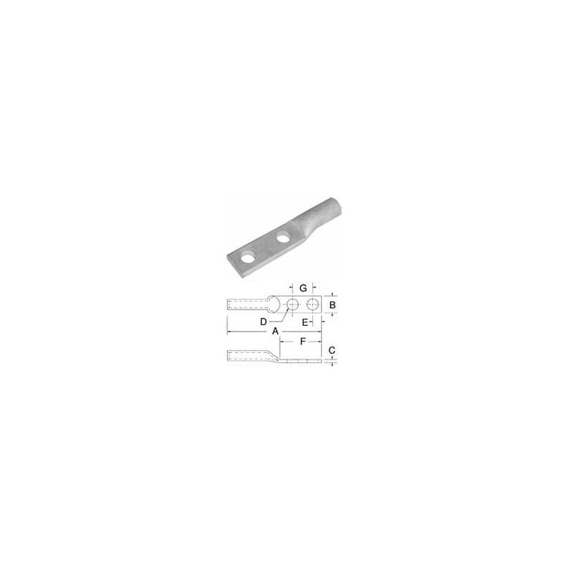5.5 Blue 70794-7 Dual-Rated Compression Connectors - 2 Hole Long Barrel