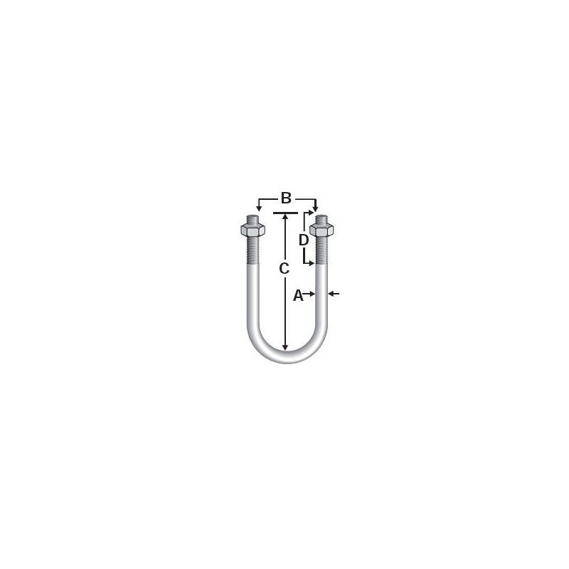 U-Bolts, Round Bend, Galvanized - Weight 52/100