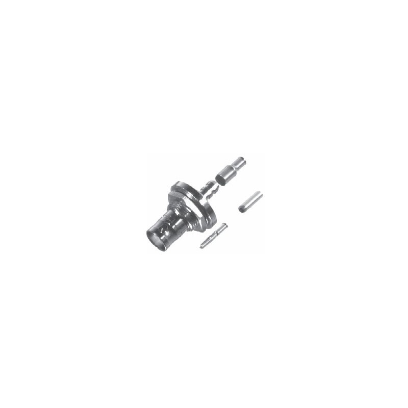 BNC FEM CRIMP BKLHD, N,G,T; FOR RG-174/U & RG-316/U, CBL GRP B, MAX. PANEL THICKNESS .14\"